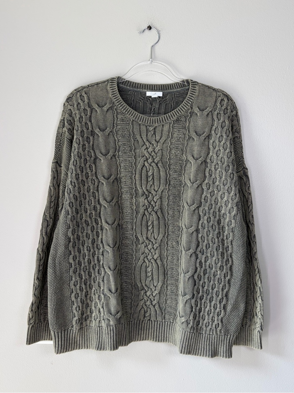 J. Jill Relaxed Stonewash Cable Knit Sweater